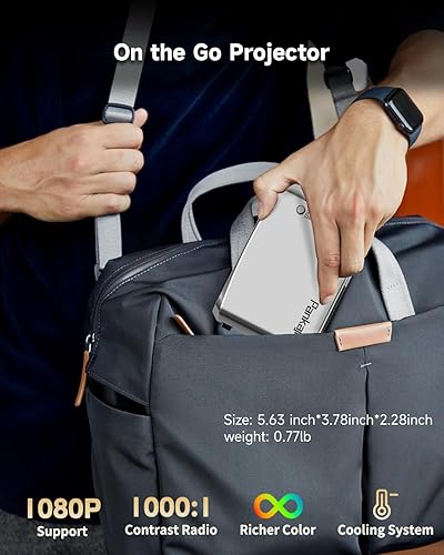 Miniatura 2 de Mini proyector con WiFi, proyector portátil para iPhone, proyector de películas HD 1080P, pequeño proyector de video de regalo para exteriores e