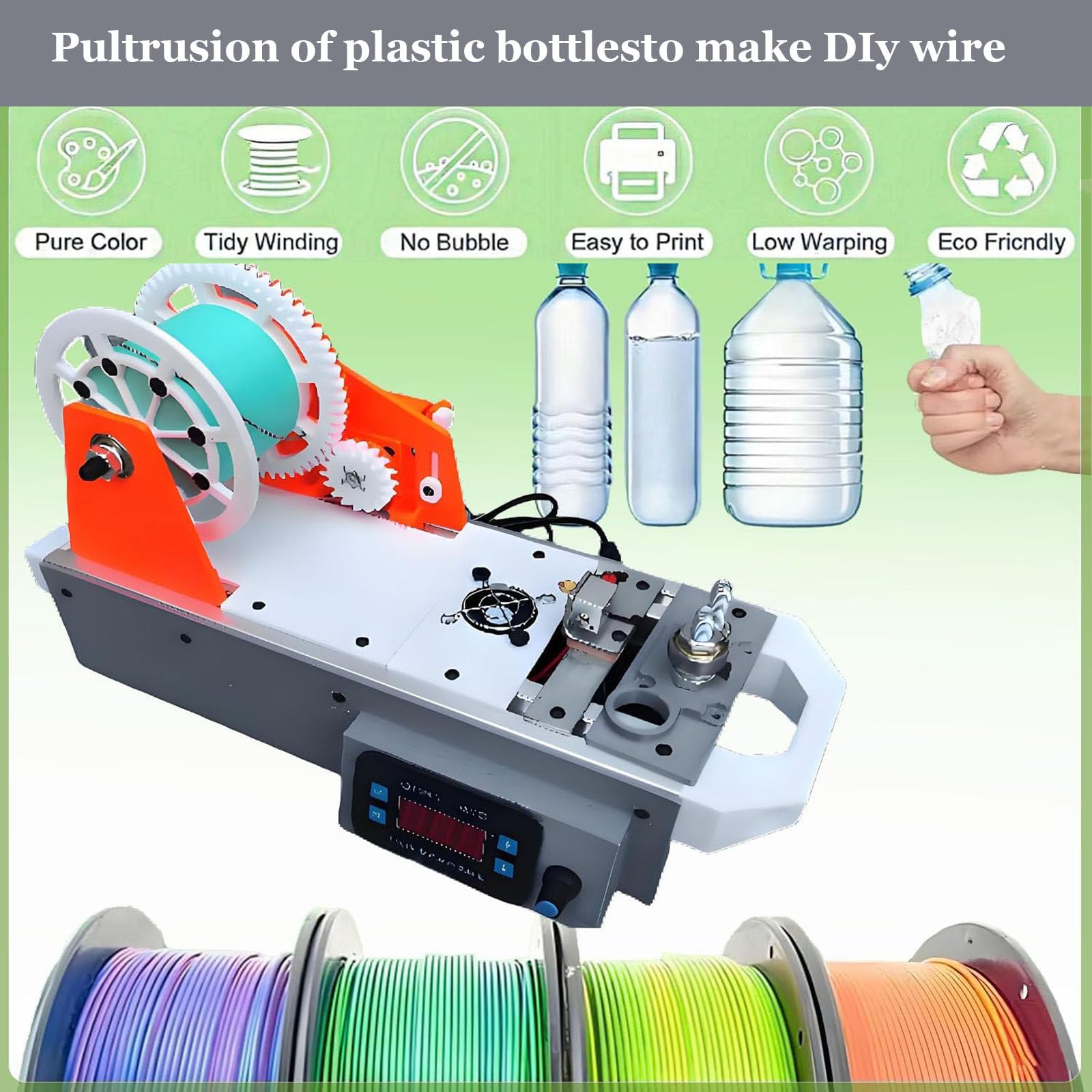 Stampante 3D per filamenti con display digitale, temperatura e velocità regolabili, per progetti fai da te domestici ed ecologici