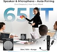 Vista 6 de Sistema PA portátil WinBridge con micrófono Bluetooth, amplificador de voz inalámbrico de 30W, altavoz y micrófono portátil para profesores, guía