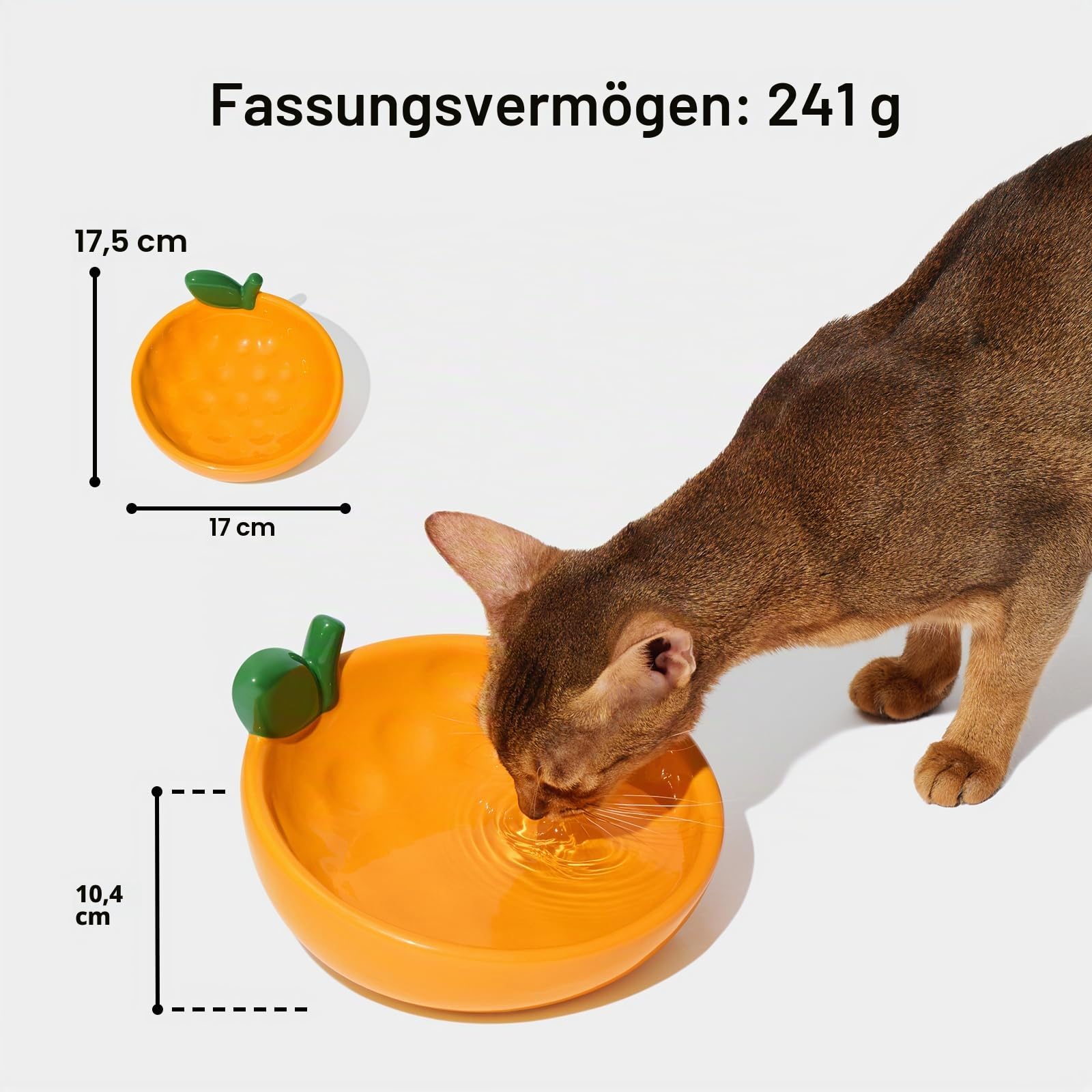 VETRESKA Futternapf aus Keramik, geneigtes Design, Futterspender für Futter und Wasser | Katzennäpfe gegen Erbrechen für Indoor-Katzen, niedlicher Mandarinen-Katzennapf, spülmaschinenfest