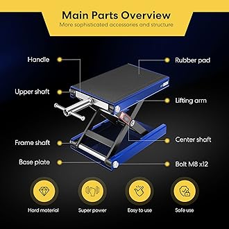 VIVOHOME Steel Motorcycle ATV Wide Deck Scissor Lift Jack Crank Hoist Stand 1100 lbs Blue