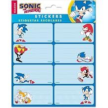 Erik Pack of 16 Self-Adhesive Labels - 8 x 4 cm, Sonic The Hedgehog, School & Christmas Labels, Notebook & Pocket