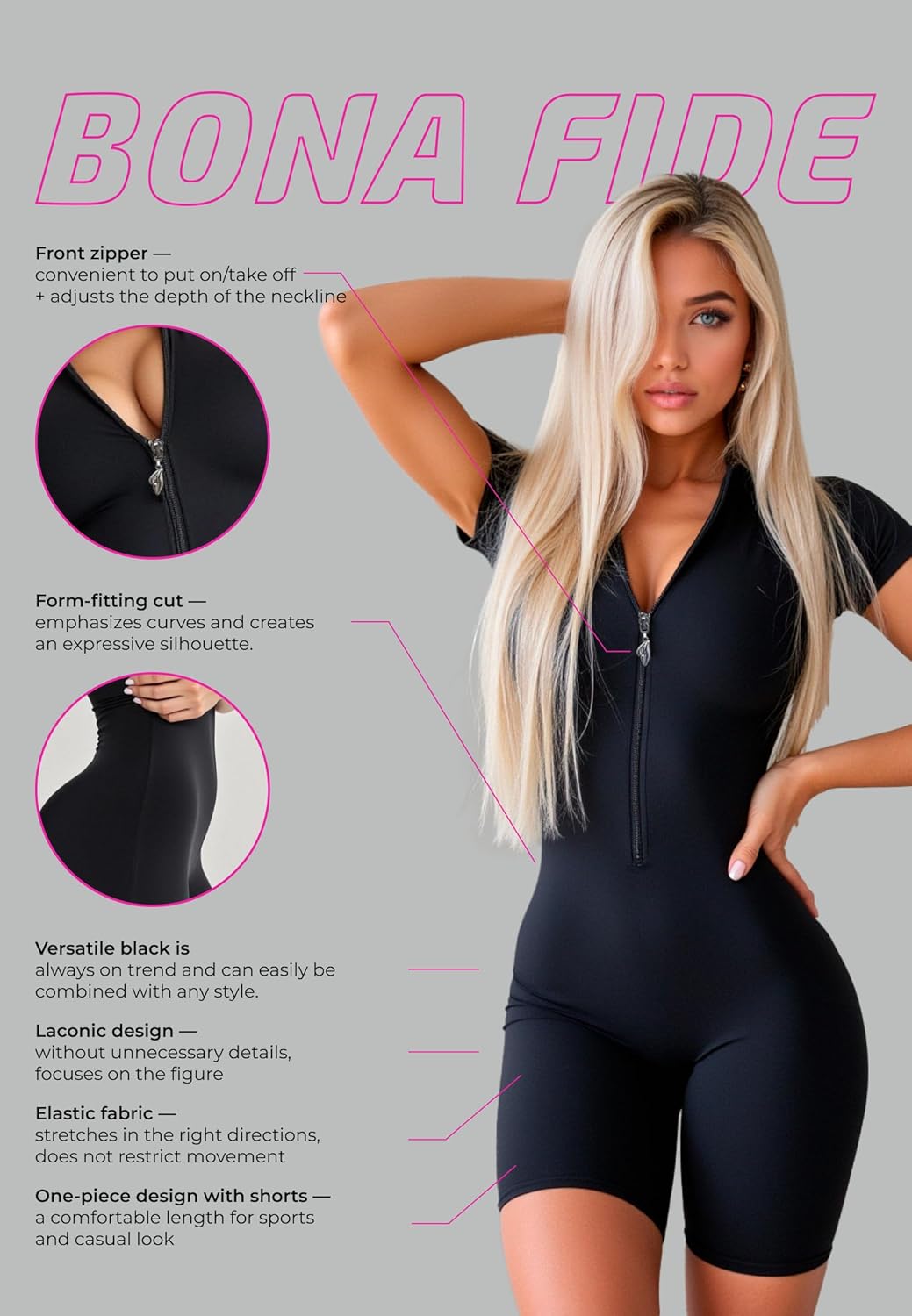 Bona Fide One Piece Workout Jumpsuits for Women - Athletic Romper Jumpsuit with Tummy Control and Butt Lifting for Yoga, Gym - Image 6