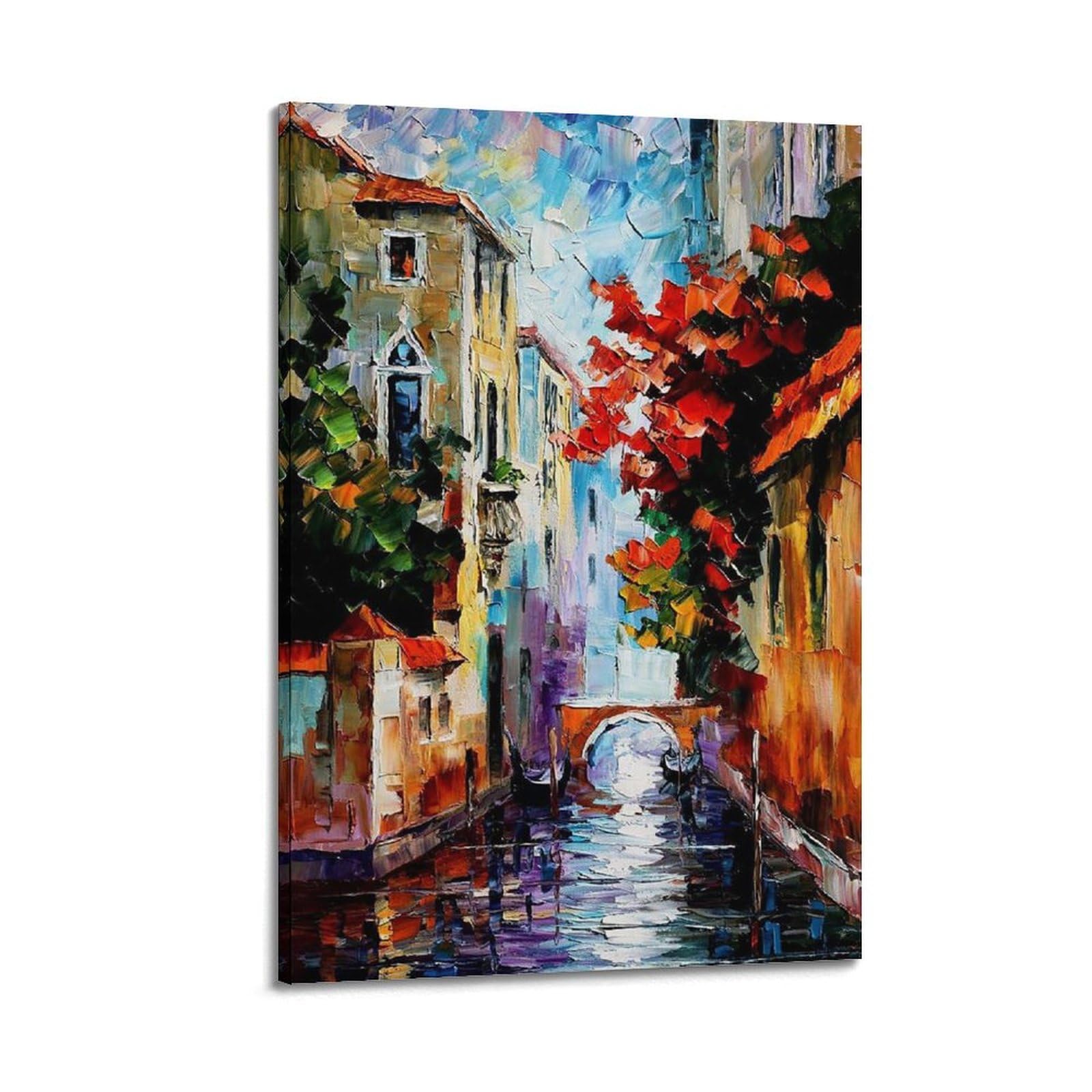 HCLYQ Morning in Venice by Leonid Afremov Poster Decorative Painting Canvas Wall Posters And Art Picture Print Modern Family Bedroom Decor Posters 24x36inch(60x90cm)