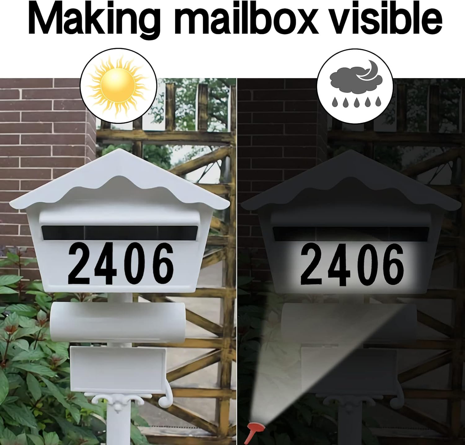 Reflective Mailbox Numbers Sticker for Outside，8 Sets 0-9 Self Adhesive Waterproof Number for Houses，Door，Cars ，Trucks (2inch, Black)