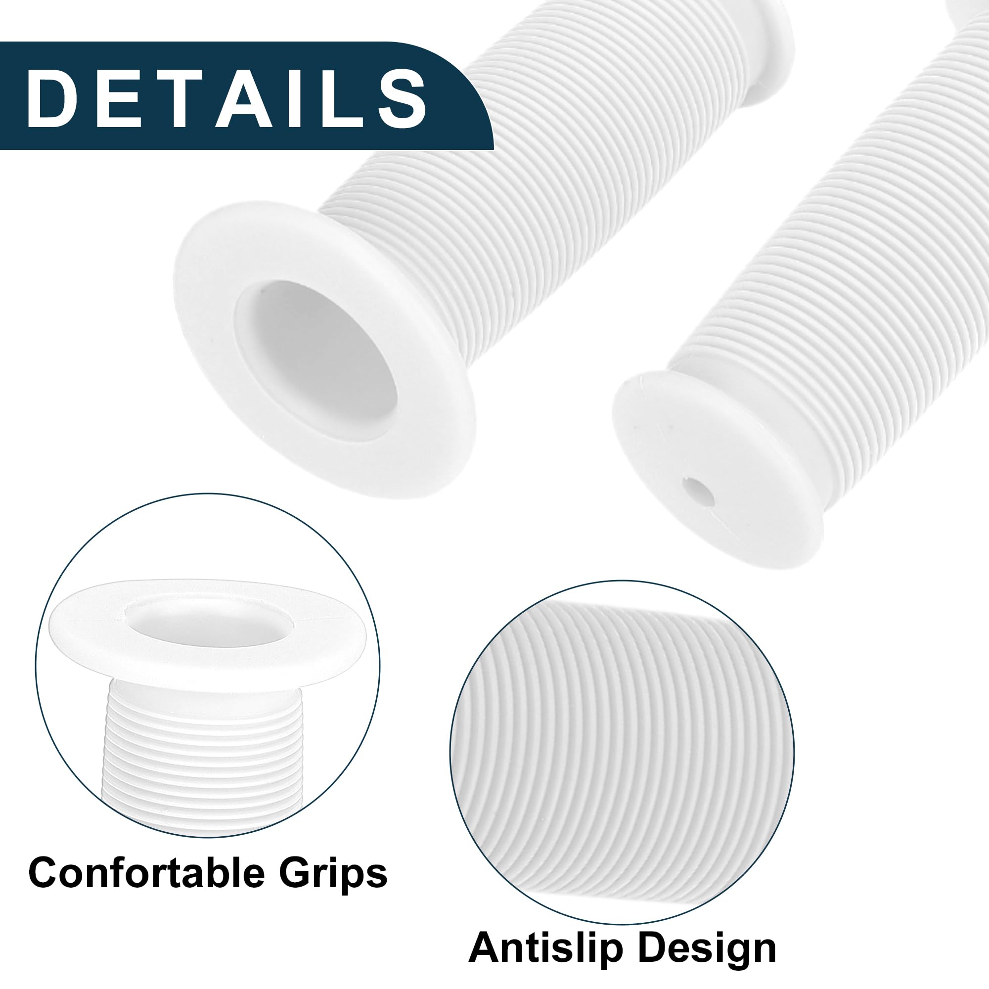 TUCKBOLD Bike Handlebar Grips Covers 85mm Long Lightweight | Bicycle End Grips Protector White 1 Pair - Image 4