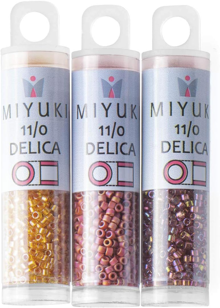 Miyuki Delica Seed Beads Bundle: Size 11/0, Sugared Yam Collection DB103, DB1702, DB2306