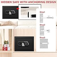 Vista 6 de 1.3 Cub Small Safes for Home Use Fire and Water Proof, Digital Security Box Fireproof Safe Box with Combination Lock, Smart Alarm System and