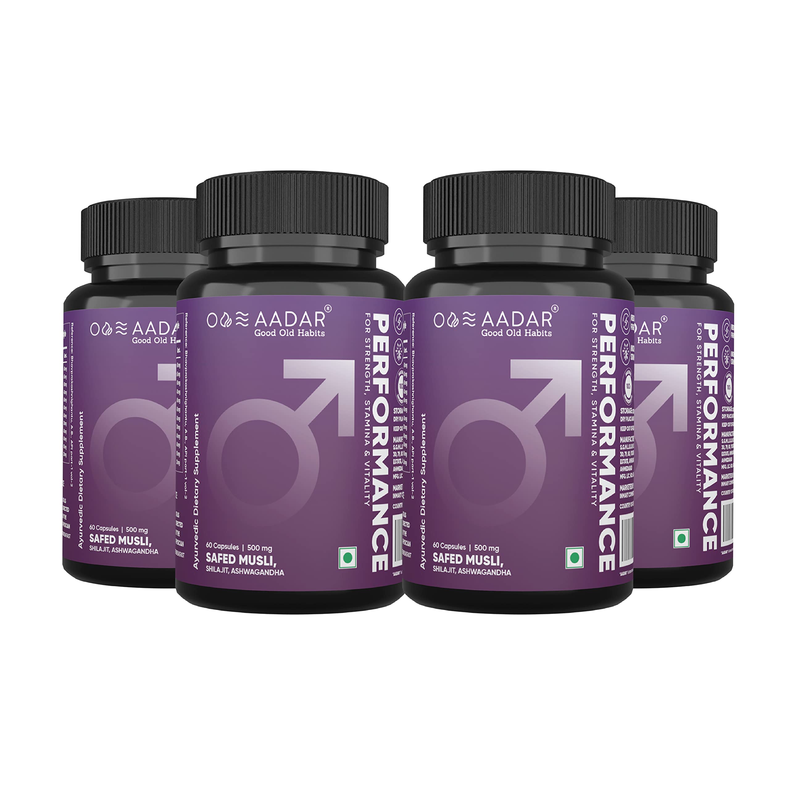 AADAR Performance Ayurvedic Strength, Energy Booster for Men Helps in Muscle Growth Safed Musli, Shilajit, Ashwagandha, Gokshura | 60 Capsules (Pack of 4) (B09ZHDD8VN) Amazon Price History, Amazon Price Tracker