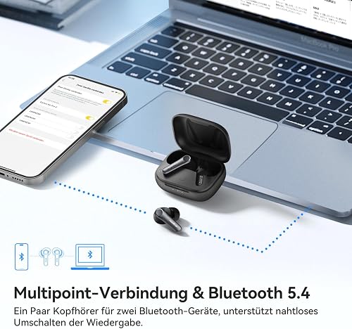 EarFun Pro 4 Adaptive Noise Cancelling Earbuds Air, aptX Lossless Earbuds Wireless, Hi-Res Audio, 52H Playtime, 6 Mics AI Call, Wireless Charging, In-Ear Detection, LDAC, Bluetooth 5.4 - 7