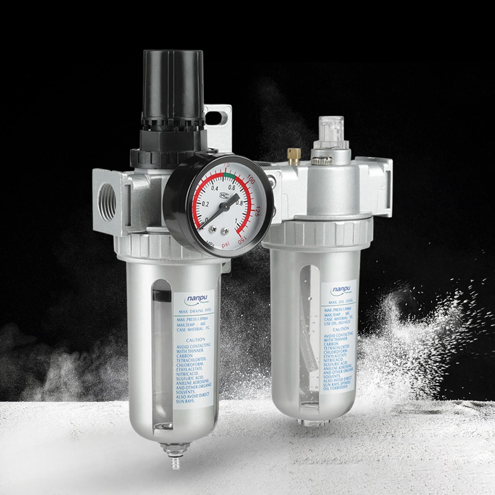Regolatore di Pressione dell'Aria Compressa con Filtro del Compressore e Separatore d'Acqua Trappola Kit di Strumenti per Compressore d'Aria