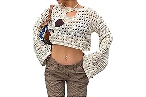 Women's Hollow Out Cropped Knit Sweater