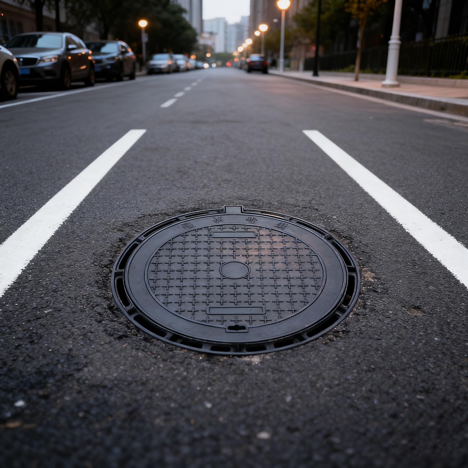 Tapa para Arqueta de Hierro Dúctil y Marco Redondo para Drenaje Exteriorrejilla Desague Terraza Tapa de Inspección Metálica Resistente(60cm/24in)