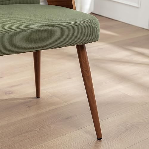 Miniatura 8 de Sillas de comedor, sillas de cocina modernas de mediados de siglo, sillas tapizadas de tela de pana verde, patas de metal, sillas de escritorio de