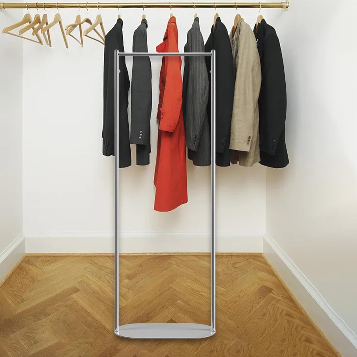 Stylish Wardrobe Stand for Organizing Clothes in Compact, Silver image 5