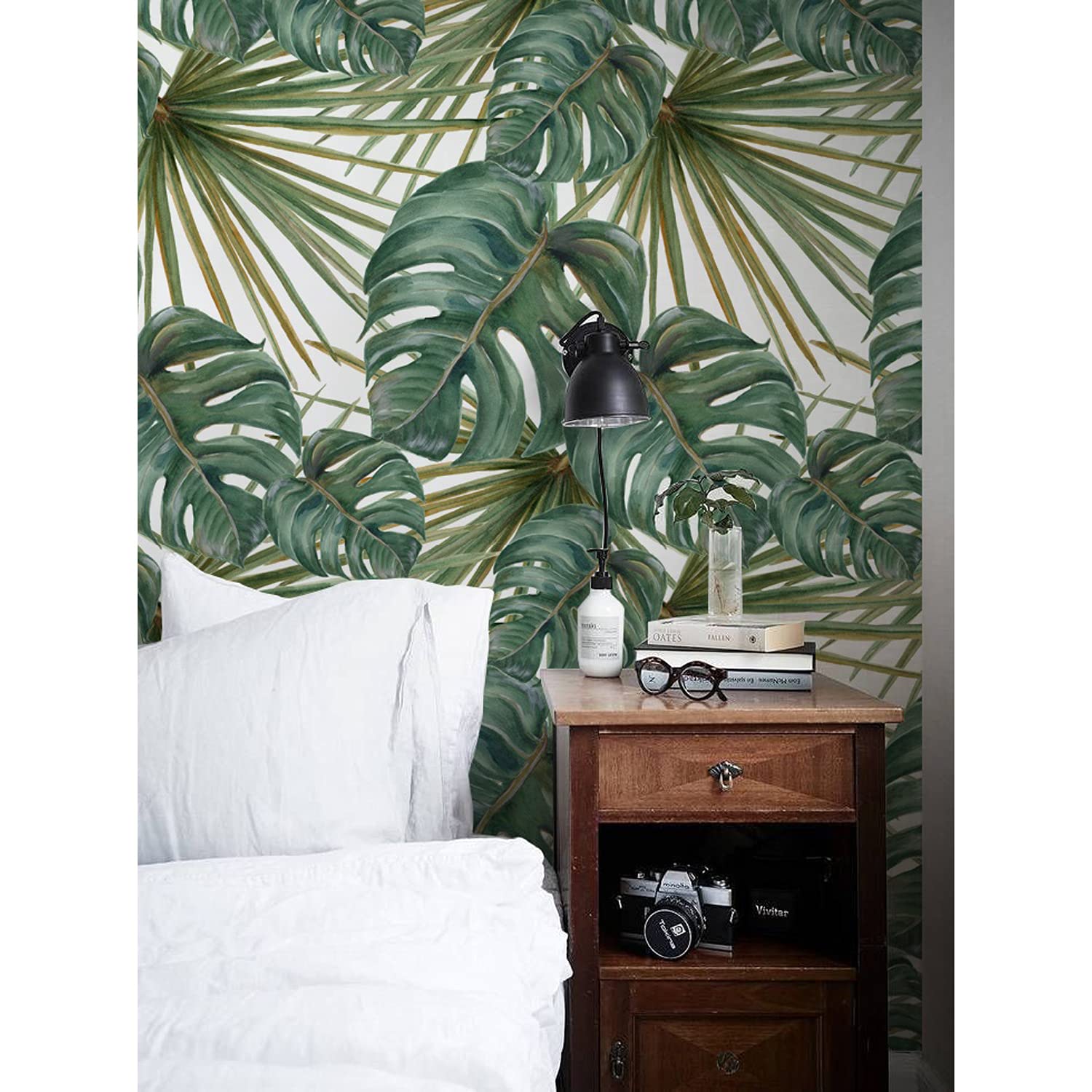 Papier peint plantes grandes feuilles tapisserie murale 312x219cm meuble chambre Coloray