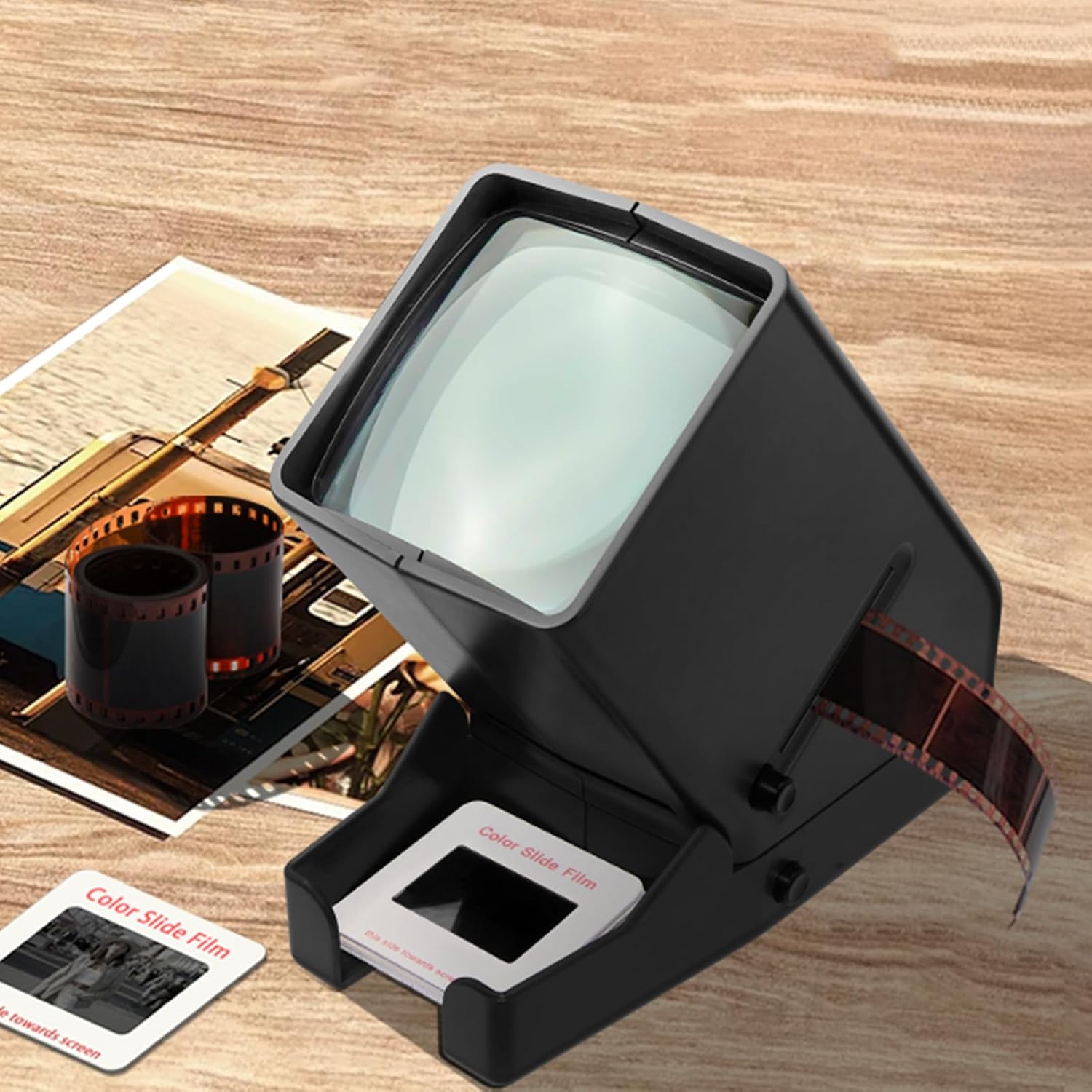 Slide and Film Viewer, Slide Projecter for Old Slides, Viewing Slide Projector, Color Temperature 6000K, 3X Magnification, for All 5cm*5cm (2 * 2'') and 135 Negatives,Old Slides