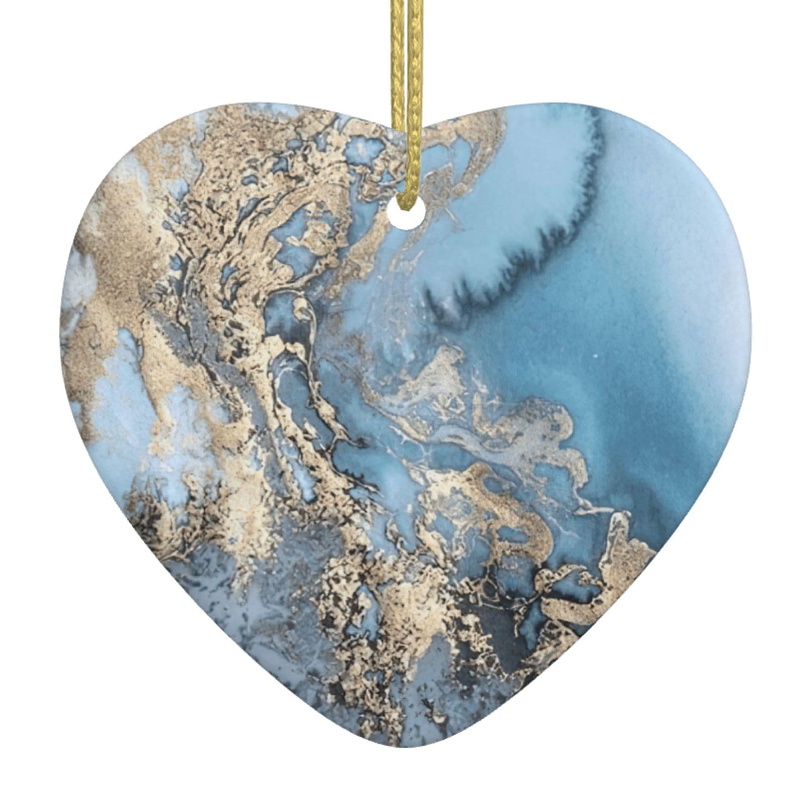 Nbtghga White Marble. Print Christmas Ornaments, Ceramic Hanging Ornament, Xmas Tree Decoration, Holiday Home Decor