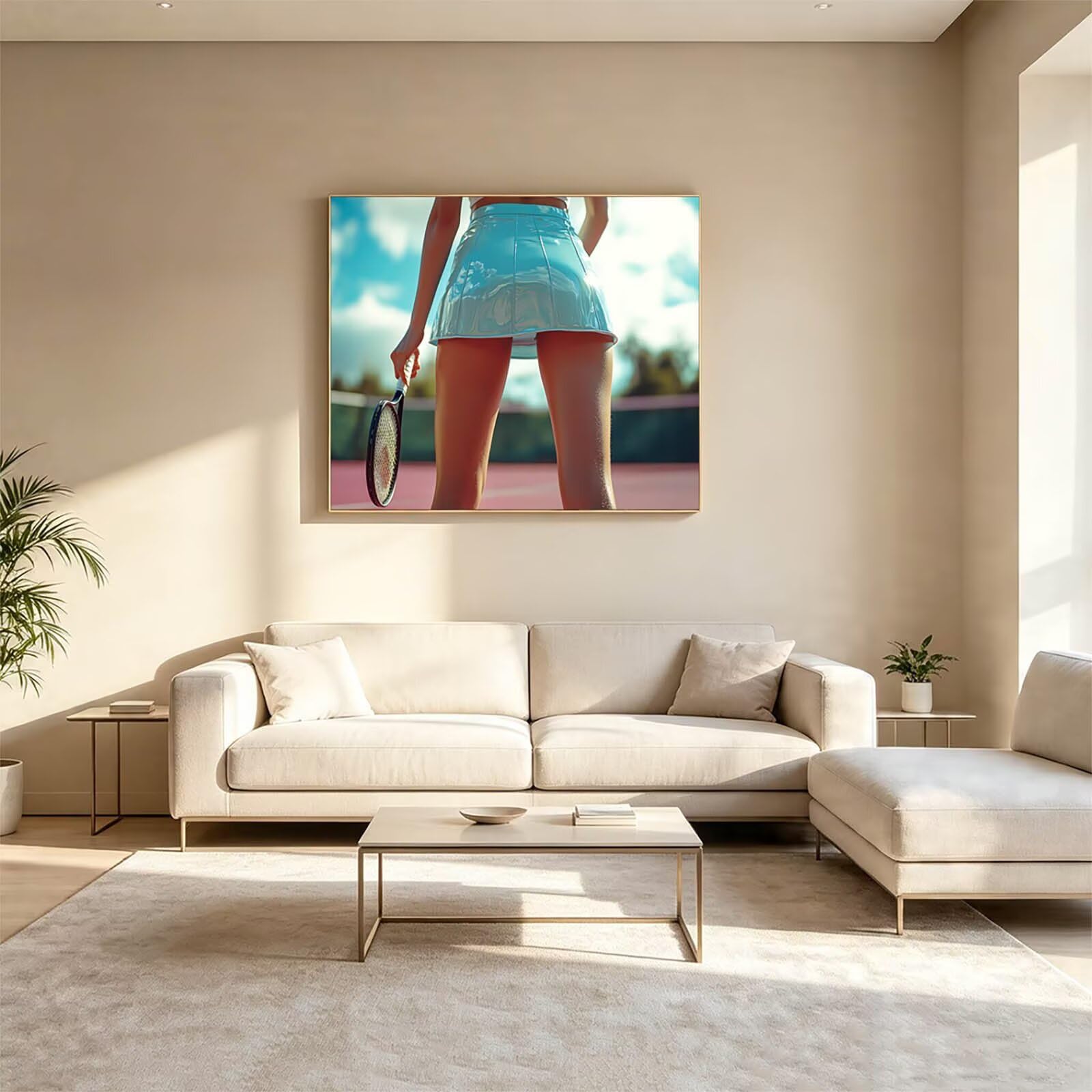 Malen Nach Zahlen Erwachsene Frau Leinwand zum Bemalen 70x95cm ZSHS-0720 | Diy Set Erwachsene mit Acrylfarben Set Pinselset Farbenfrohe Leinwand Tennis für Deko Wohnzimmer Geschenke für Frauen