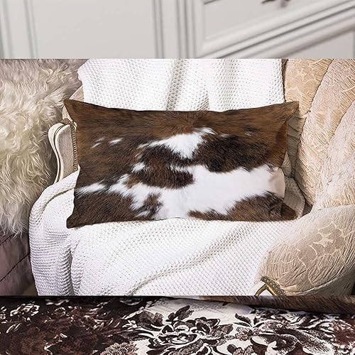 TOMWISH Pack of 2 Throw Pillow Covers Christmas Cowhide Printing Western 18x18 Pillow Cover,Decorative Throw Pillows Cushion Covers for Home Living Room Sofa Bedroom(Multi 2,20" x 12" (Pack of 2))
