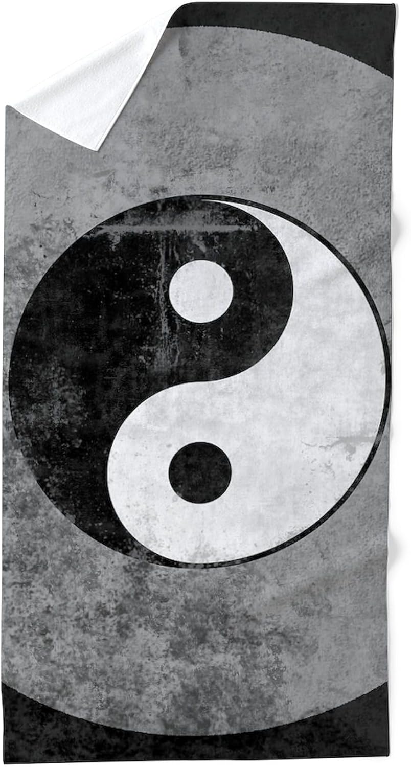 CafePress Distressed Yin Yang Symbol 30"x60" Absorbent Cotton Back, Soft Beach, Pool Towel
