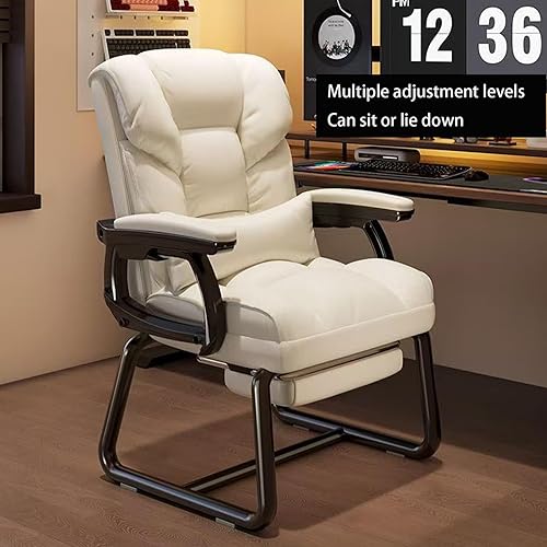 Miniatura 3 de Silla de oficina de piel sintética suave gruesa con almohada lumbar de espuma viscoelástica y reposapiés oculto. puedes acostarte con un clic del