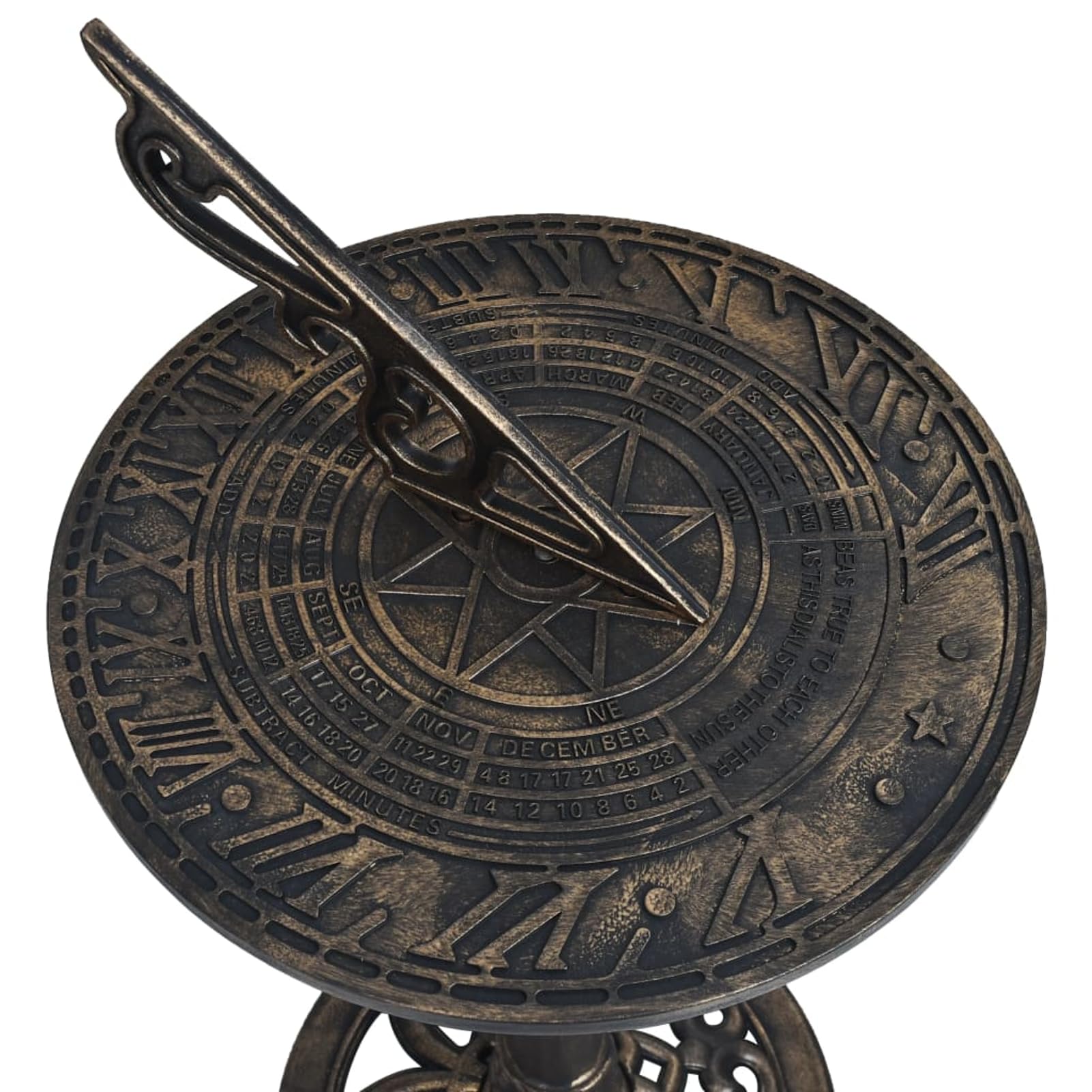 Gecheer Reloj Solar de Jardín en Bronce, Hecho de Plástico Macizo Resistente a la Intemperie con Base Estable, Decoración Exterior Elegante Que Indica la Hora por Sombras. LYKLYDZJ-48225ES