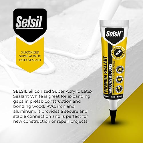 Miniatura 3 de Selsil Sellador de látex superacrílico siliconizado, calafateo para interiores y exteriores, flexible, resistente a la intemperie y a la humedad,