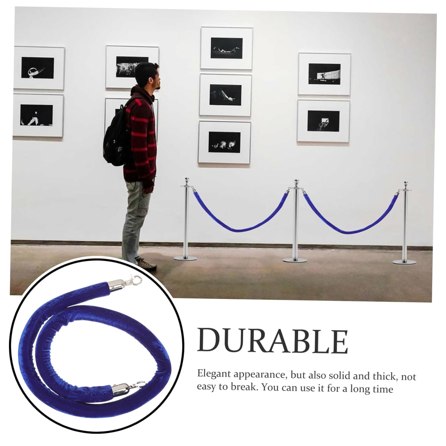 ABOOFAN 2pcs Concierge Post Lanyard Ropes Heavy Crowds Control Velour Rope Velour Rope with Hook Stanchion Party Stand Queue Barrier Rope Lanyards Queue Obstacle Rope