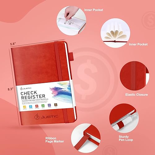 Miniatura 3 de JUBTIC Registros de cheques para chequera personal, registro de chequera con tarjeta de débito y registros de transacciones para uso laboral,