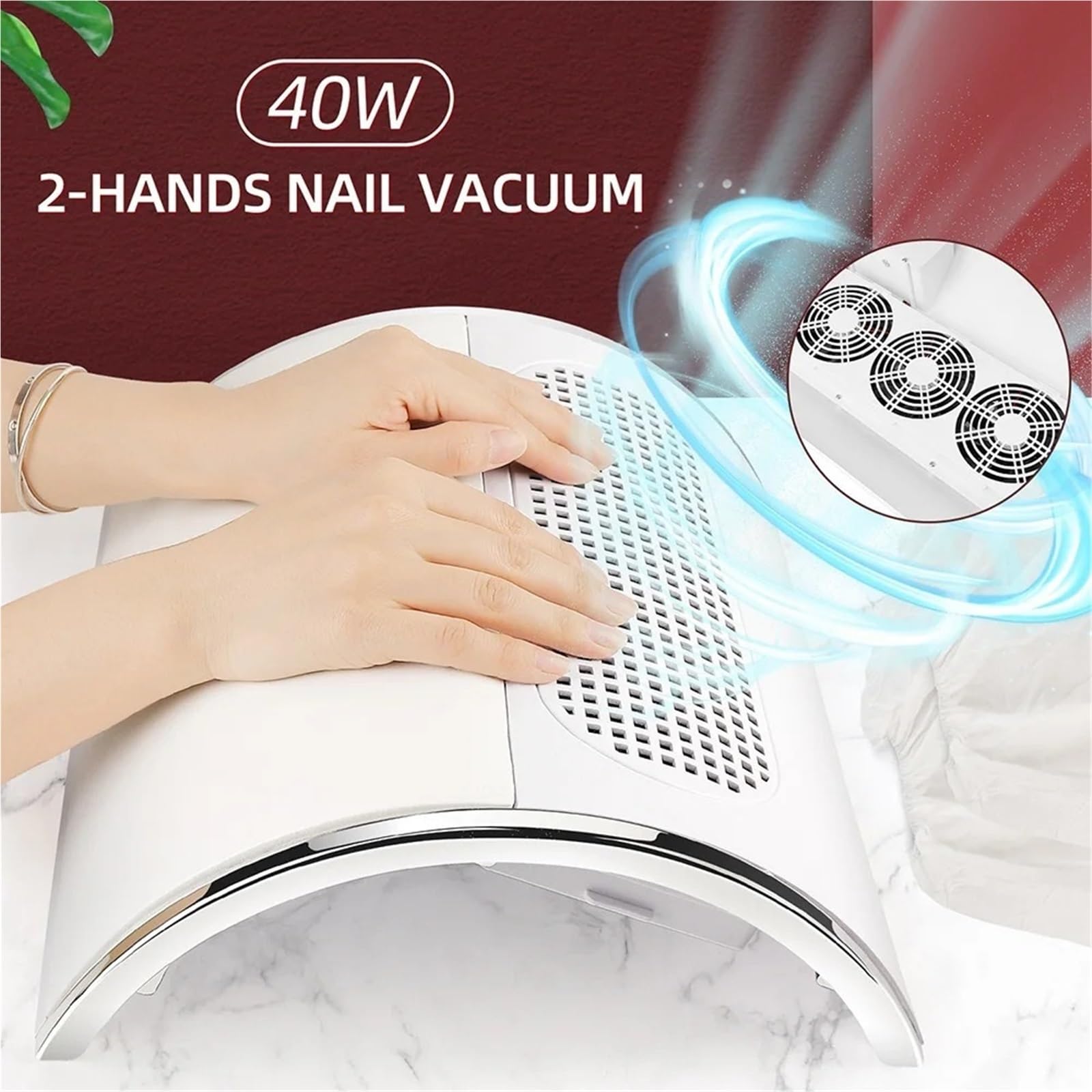 MRKU Aspiradora para manicura silenciosa con Filtro Lavable, 3 Ventiladores y Potente Rendimiento Profesional.