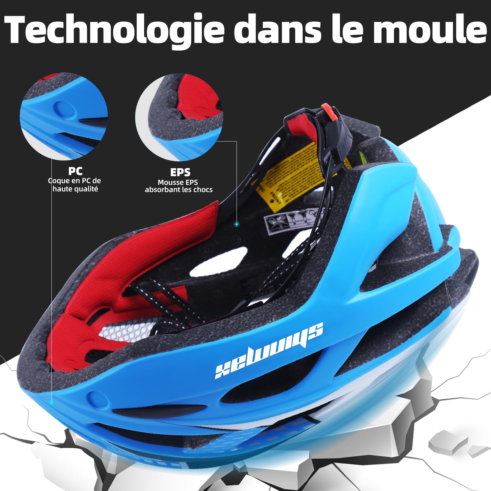 Shinmax Casque de Vélo LED Magnétique Sécurité Écran Amovible Visière Ski Snowboard NR-096