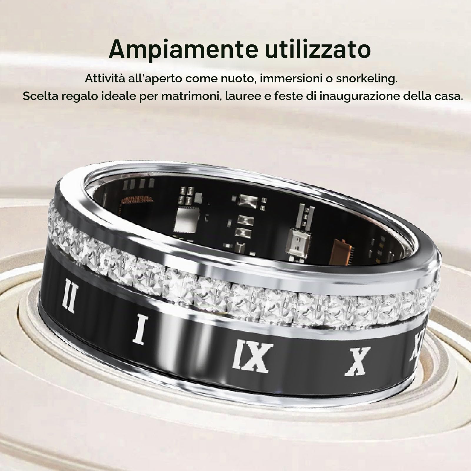 Anello Intelligente Aggiornato per Uomini, Tracker di Attività Fisica per Donne, Conteggio Passi, Anello Attività Fisica con Ricarica Magnetica per Attività Al