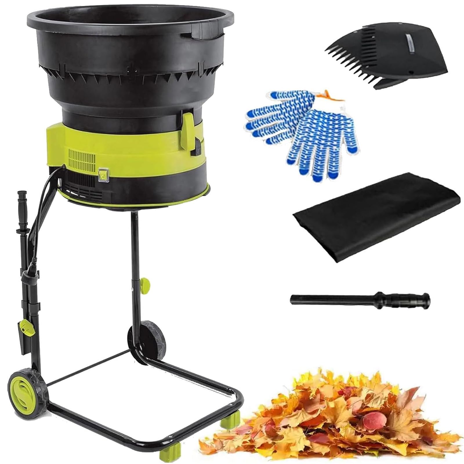 Trituradora De Jardín & Astilladora Eléctrica 2500W - 8000RPM Picadora De Hojas Con Tolva Ancha 54cm, Mulcher De Compostaje Rápido 208L/min Para Residuos De Jardín & Limpieza De Patio 40mpowercord
