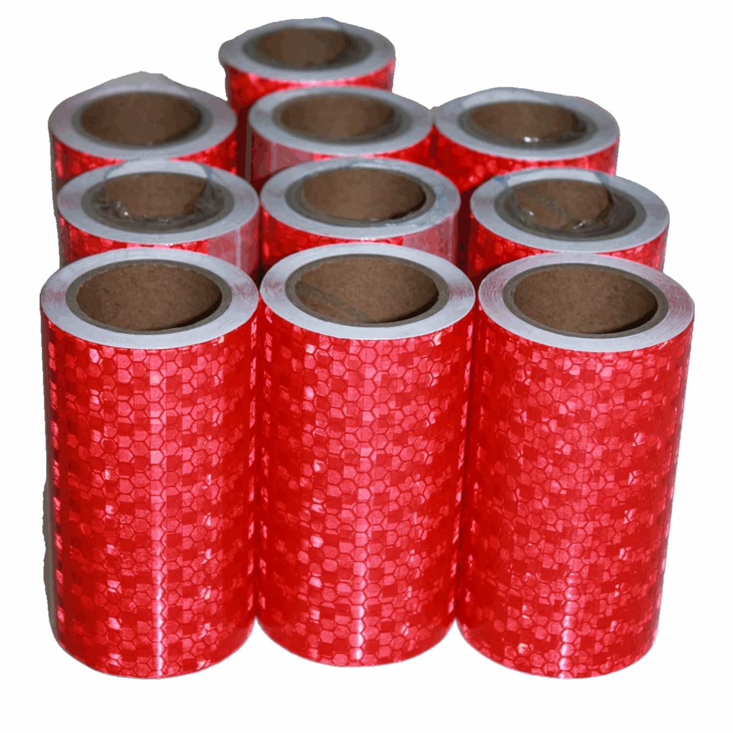 Red Reflective Tape 4 inch X 10 FT X 10 Rolls, Outdoor Waterproof High Visibility Strong Safety Tape