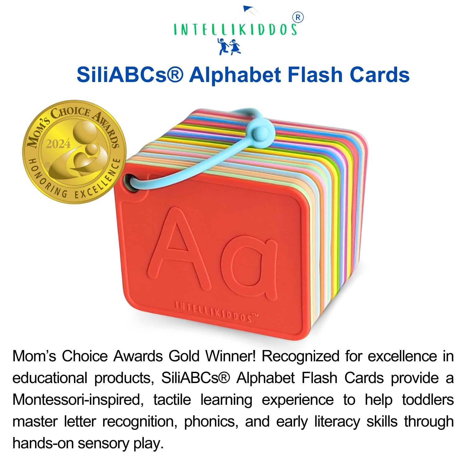 INTELLIKIDDOS SiliABCs Alphabet Flash Cards, Non-Toxic Silicone Baby Toddler Flash Cards, Textured Silicone Alphabet Letter Cards, Montessori Educational Toys for 1 2 3 4 Year Old Girl Boy Gifts - Image 2