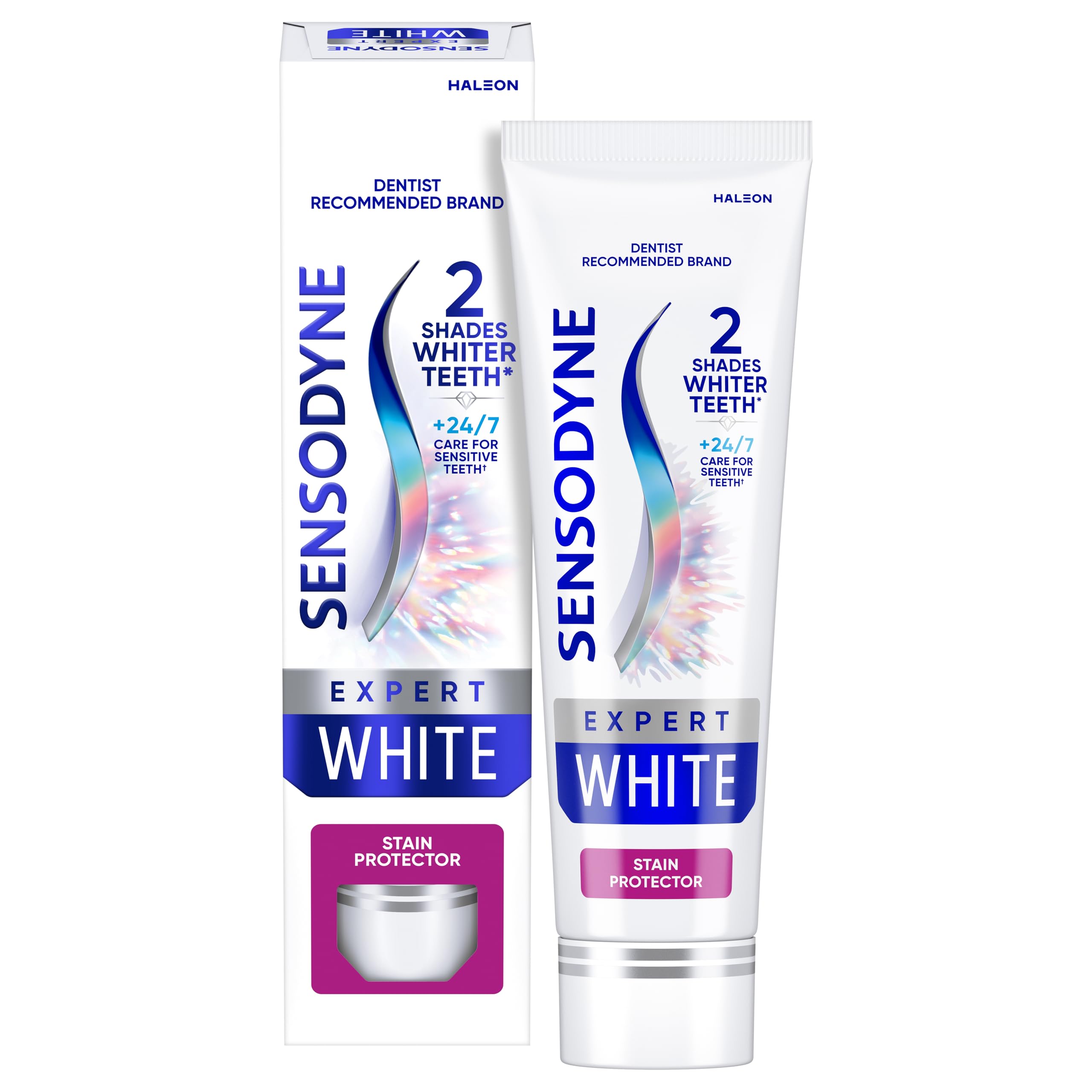 Sensodyne Expert White | Teeth Whitening Toothpaste | 2 Shades Whiter Teeth, 7X Stain Removal | Dentist Recommended | Enamel Safe - 70g