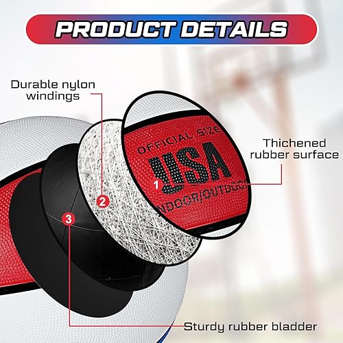 Miniatura 4 de Junkin 6 pelotas de baloncesto de goma a granel con bomba oficial para interiores y exteriores, pelotas de baloncesto de entrenamiento con peso para