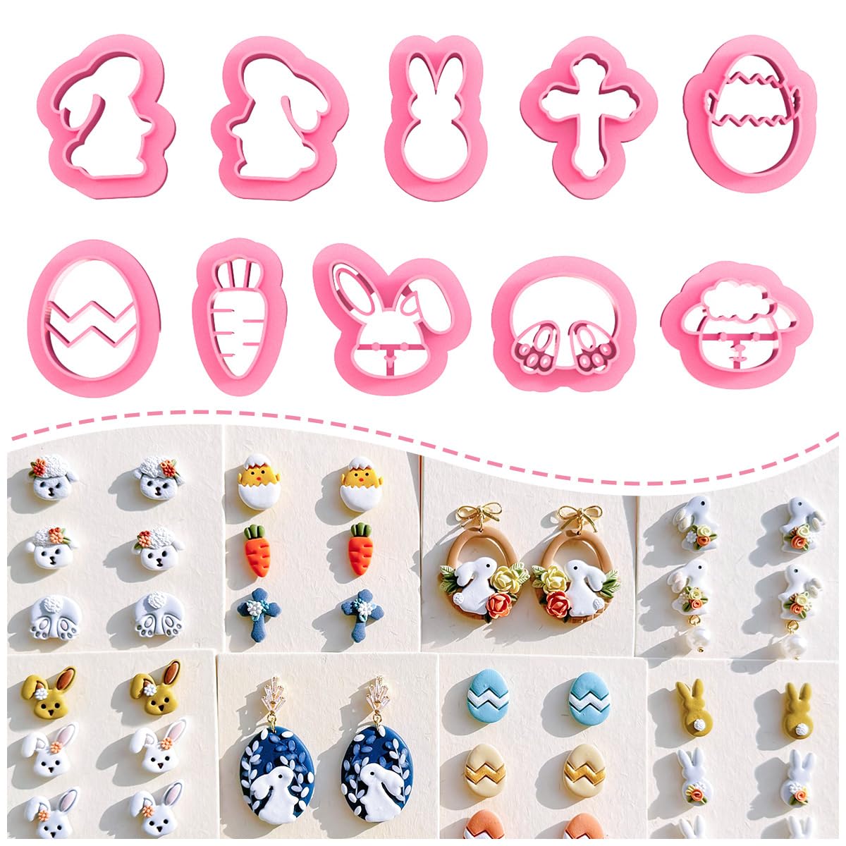 Emporte-pièces en argile polymère de Pâques KEOKER 10 formes pour bijoux