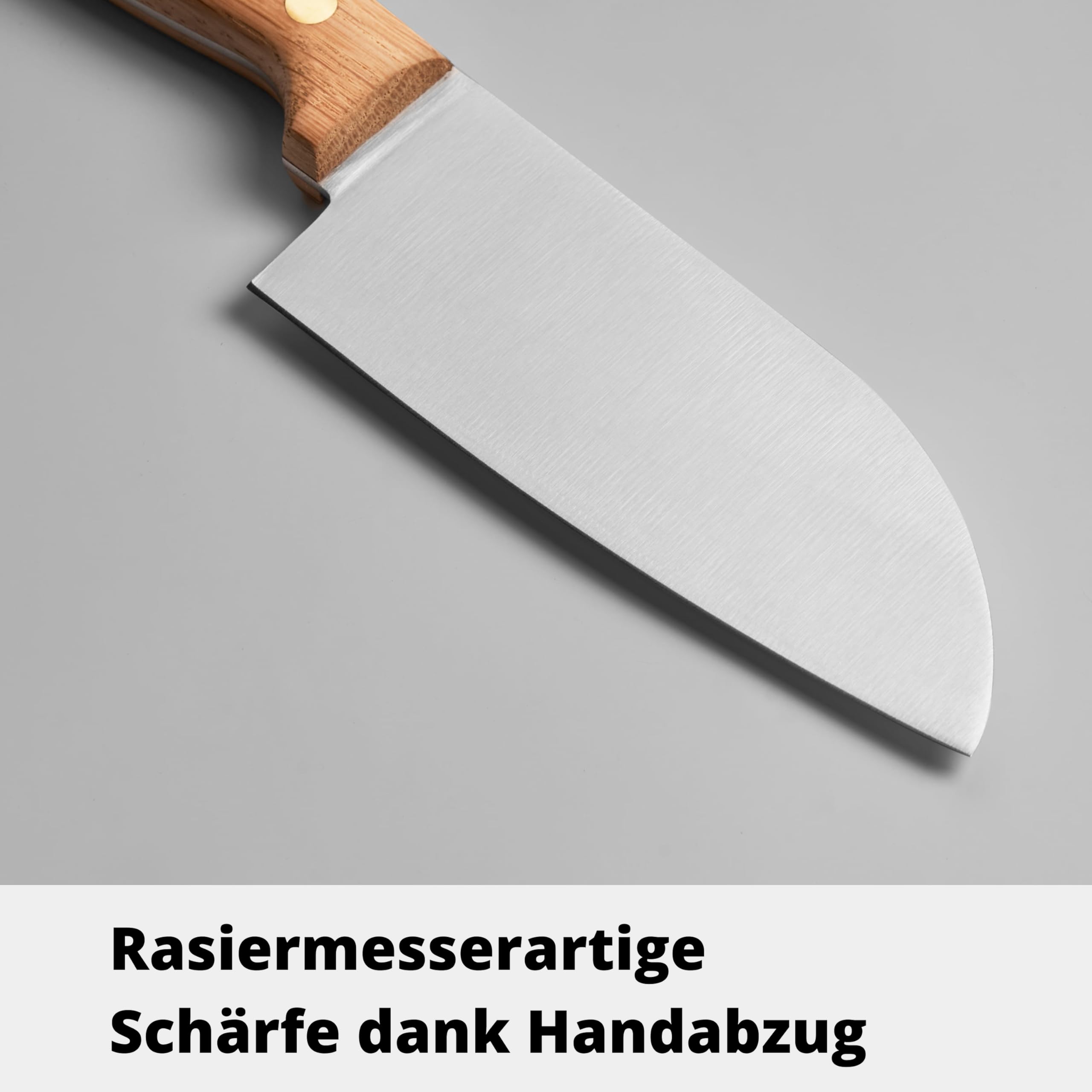 HEISO Santokumesser 13cm – Gustav – handgefertigt in Solingen aus rostfreiem Edelstahl, Griff aus heimischer Eiche, deutsche Manufakturqualität