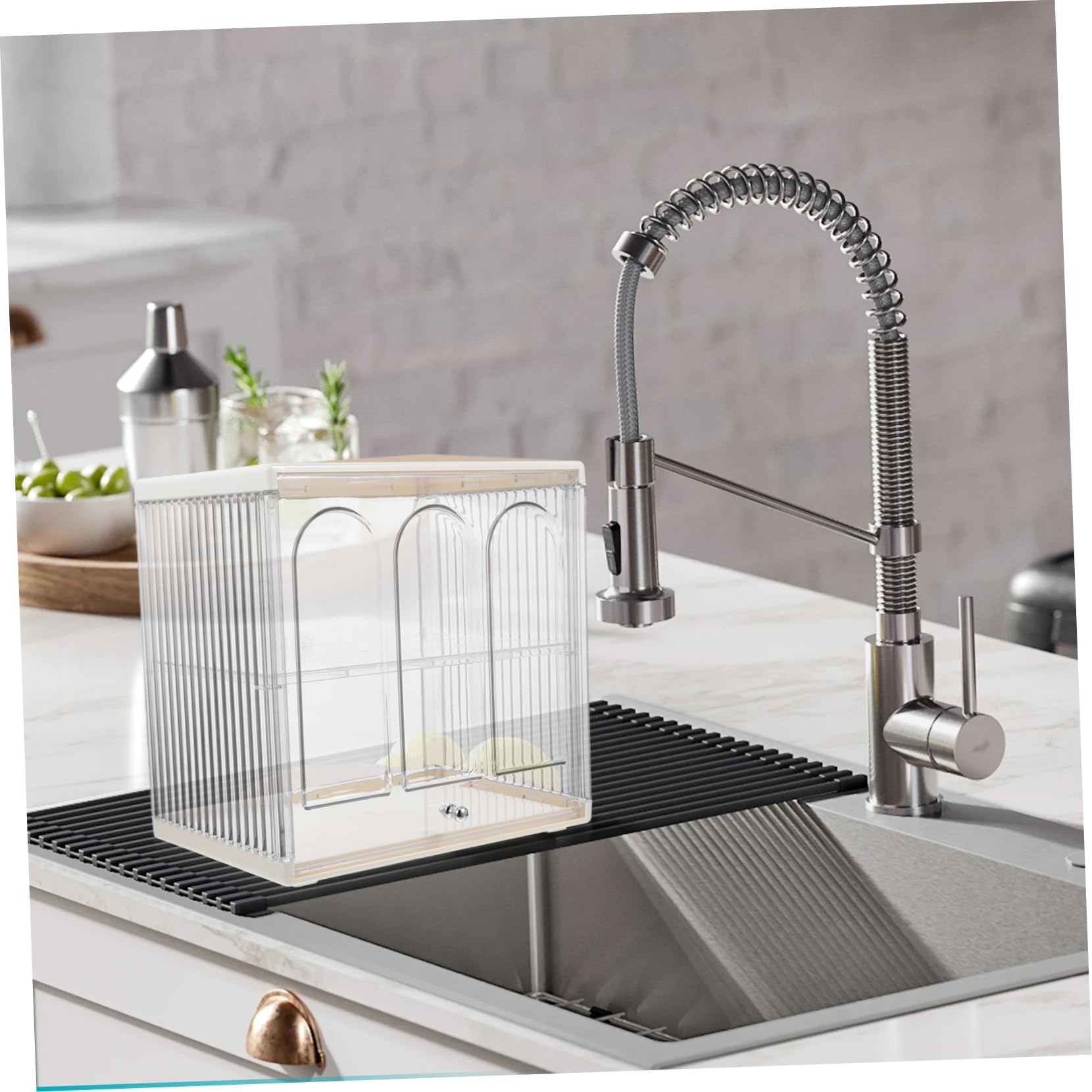 Contenedor de Plástico Apilable de 2 Niveles, Recipiente Transparente Hermético para Encimera de Cocina, Conserva el Pan y Separa Distintos Tipos de Panecillos