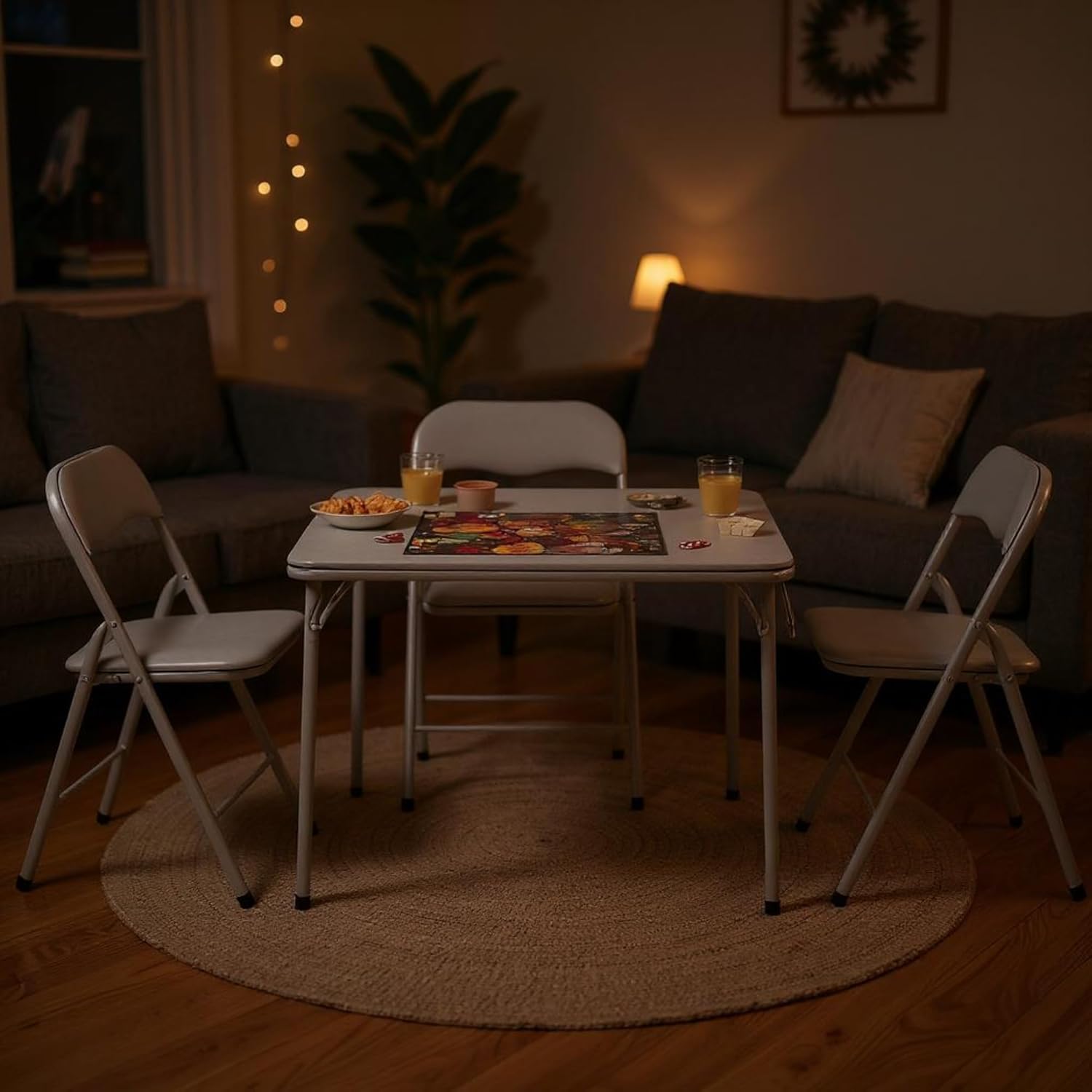 Homy Casa Folding Card Table – 33.9 Inch Square Metal Construction for Indoor & Outdoor Games and Recreation (5-Piece G) image 7 of 9 B0FKMCBY2H