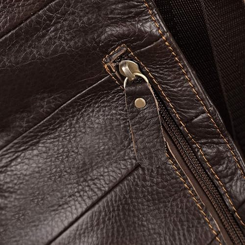 Miniatura 9 de Hebetag Mochila cruzada de cuero para hombres y mujeres, viajes al aire libre y camping