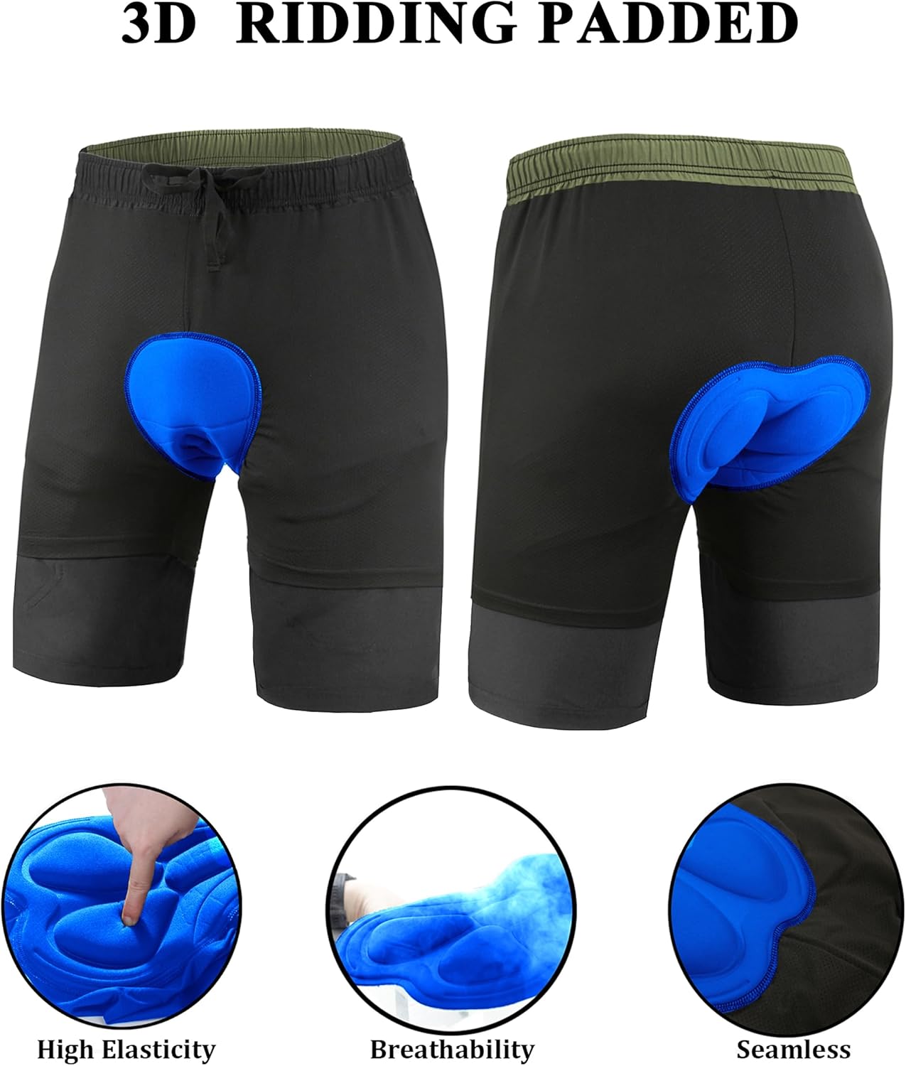 Men's Mountain Bike Shorts 3D Padded Baggy Bicycle Riding Cycling Shorts Quick Dry Lightweight Biking Shorts - Image 3