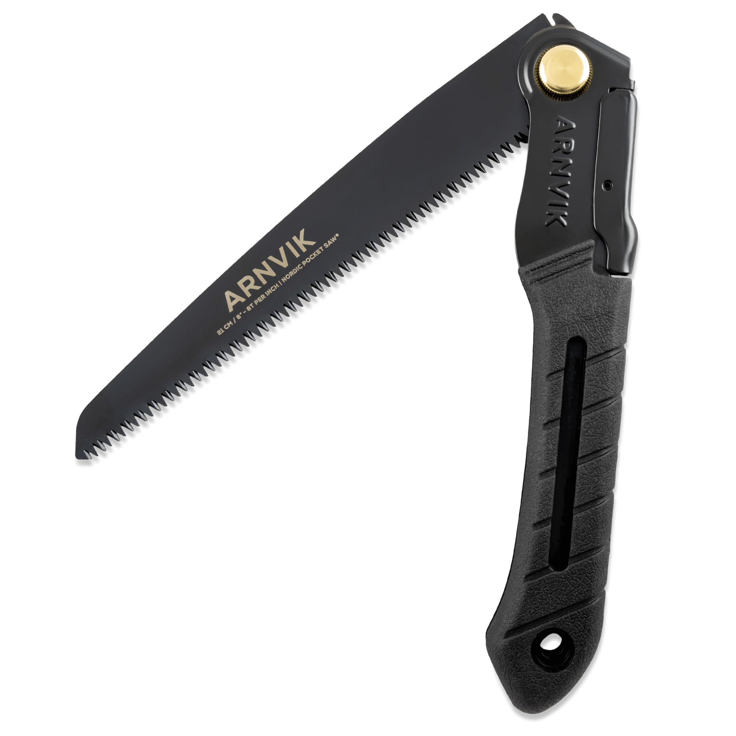 Nordic Pocket Saw Scie à Bois Pour le Jardinage - Scie Pliante Arnvik – Lame en Acier Trempé SK5 de 21 cm Pour Élaguer les Arbres ou Couper le Bois de Chauffage en Camping - Scie Elagage