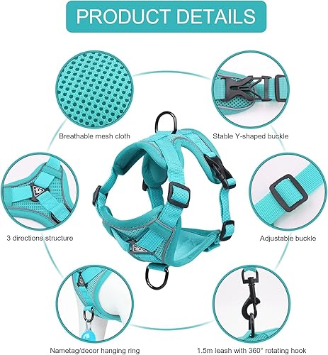 Miniatura 24 de Juego de arnés y correa para gato, chaleco ajustable a prueba de escapes mejorado con correa para gatos grandes, perros pequeños, cachorros, paseos