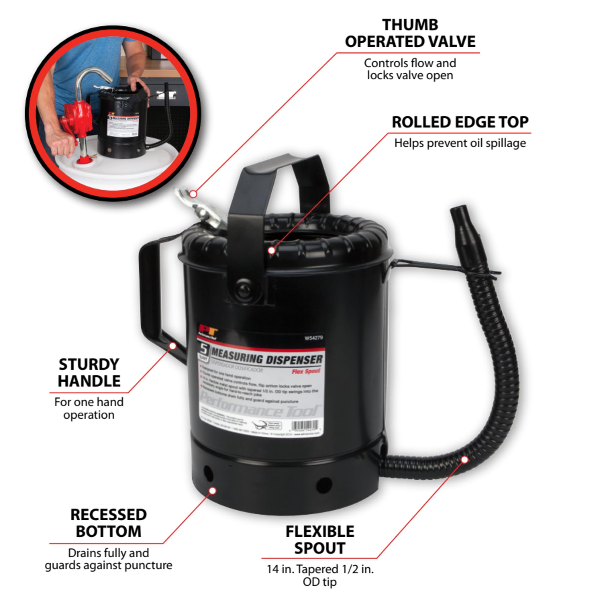 Amazon.com: Performance Tool W54279 5-Quart Flex-Spout Measuring