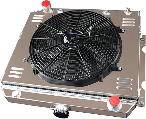 Miniatura 5 de ALLOYWORKS - Radiador de aluminio de 3 filas + ventilador de cubierta + relé para 1970 1971 1972 1973 Mopar Dodger Plymouth V8 bloque pequeño de 22