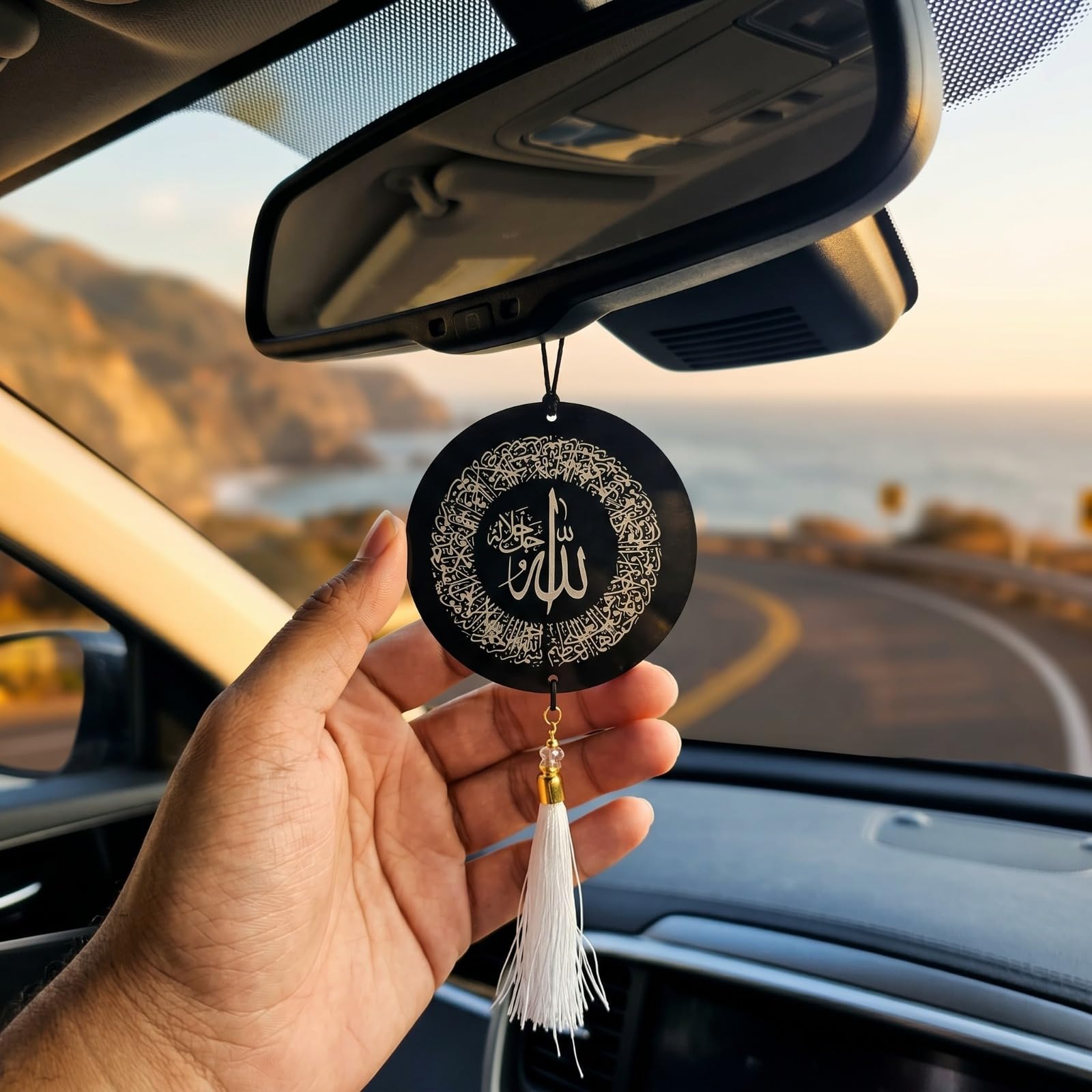 Islamic Car Hanging Ornament for Protection & Blessings - Muslim Gift for Car | Double Sided Acrylic Rear View Mirror Hanging Pendant-image-20