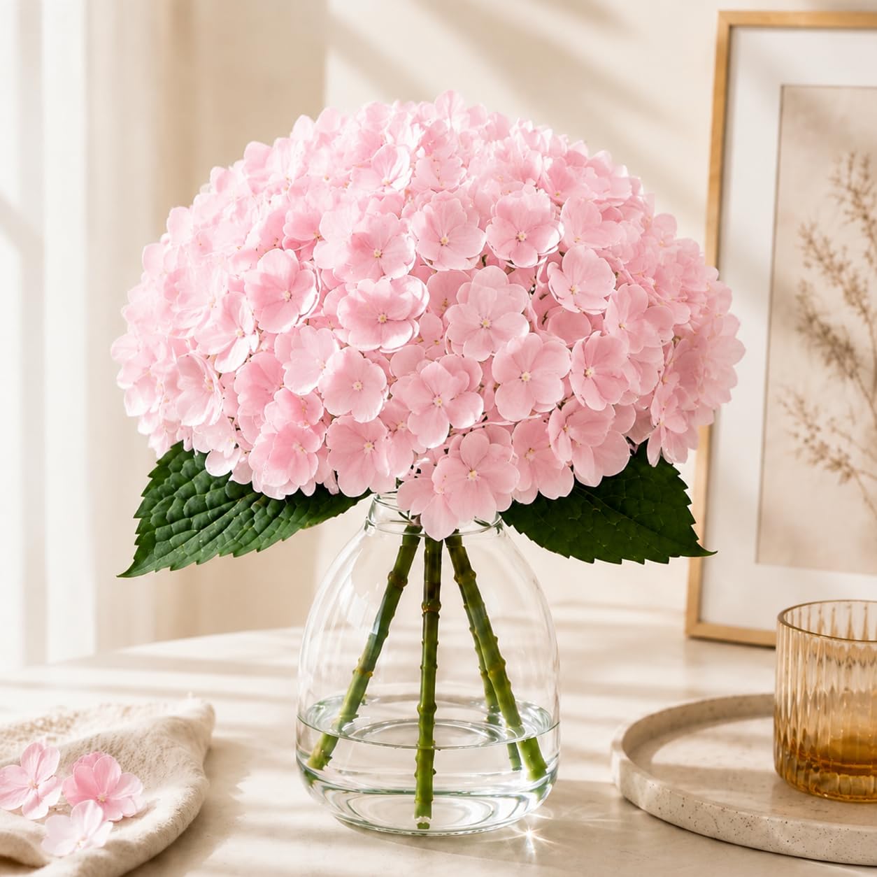 Photo 1 of FLEURIFI Artificial Pink Hydrangea Flower in Vase